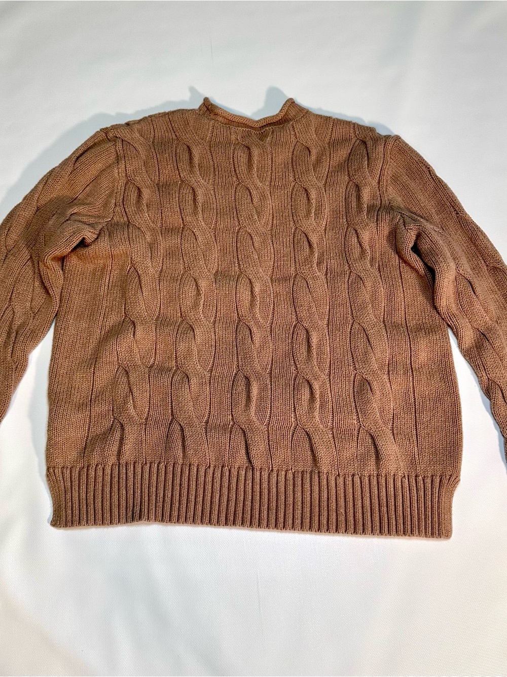 Polo Ralph Lauren Cable Knit Rolled Neck Cotton Tan Sweater Womens Size S - Picture 5 of 9